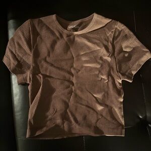 Wild Fable Ribbed Short Sleeve Top - Brown